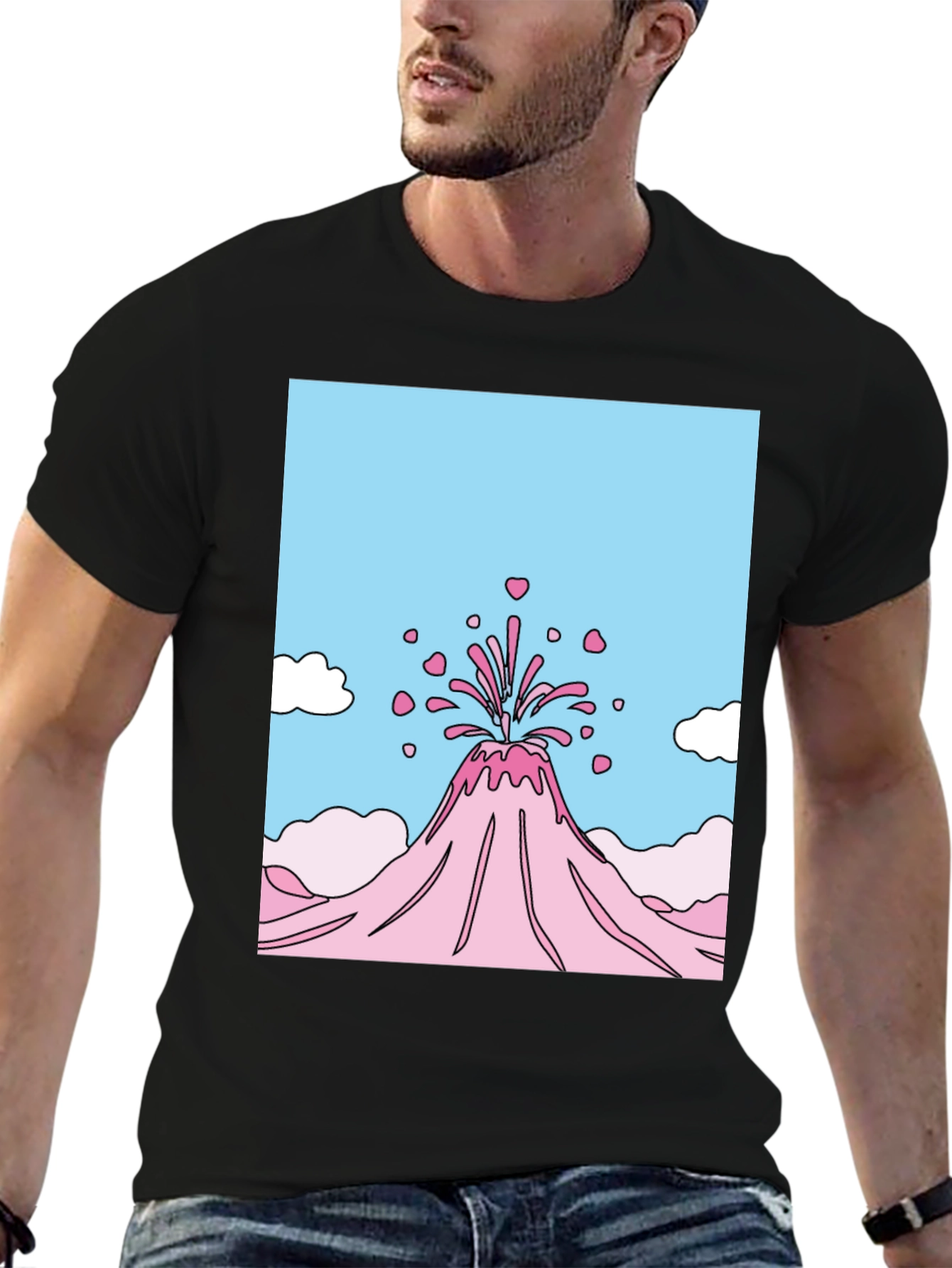 Volcano Hearts Graphic T-Shirt - Black Crew Neck