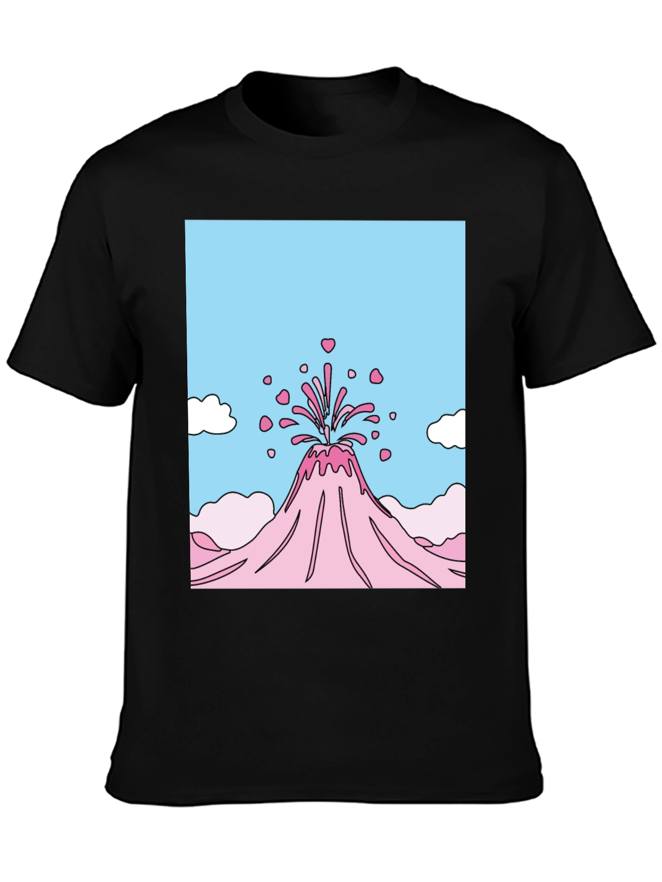Volcano Hearts Graphic T-Shirt - Black Crew Neck