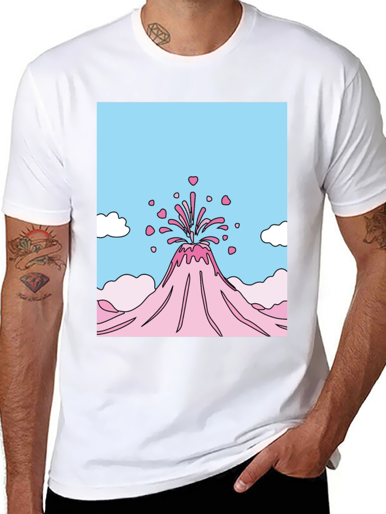 Volcano Hearts Graphic T-Shirt - Black Crew Neck