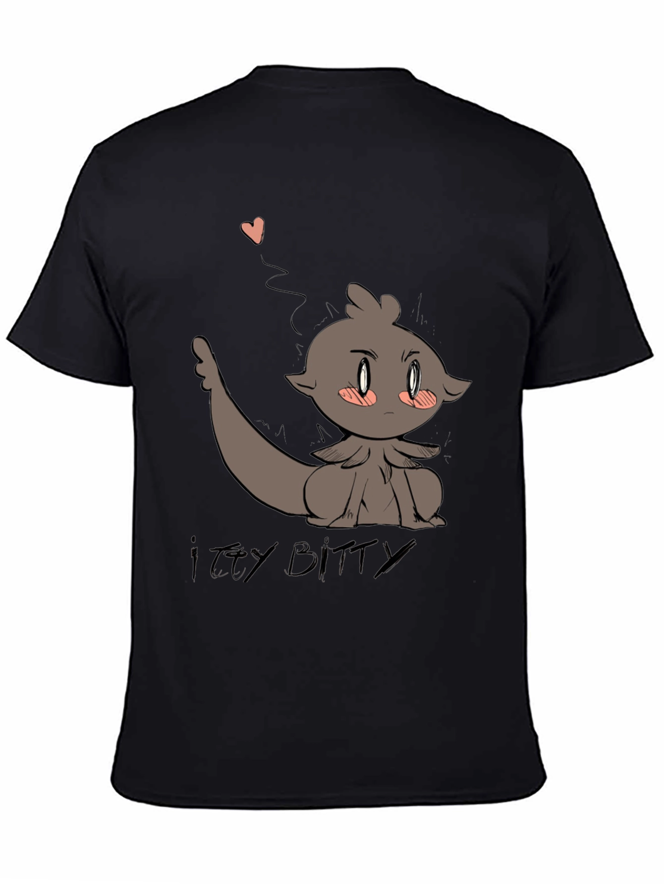 Cute Itty Bitty Cartoon Graphic Black T-Shirt