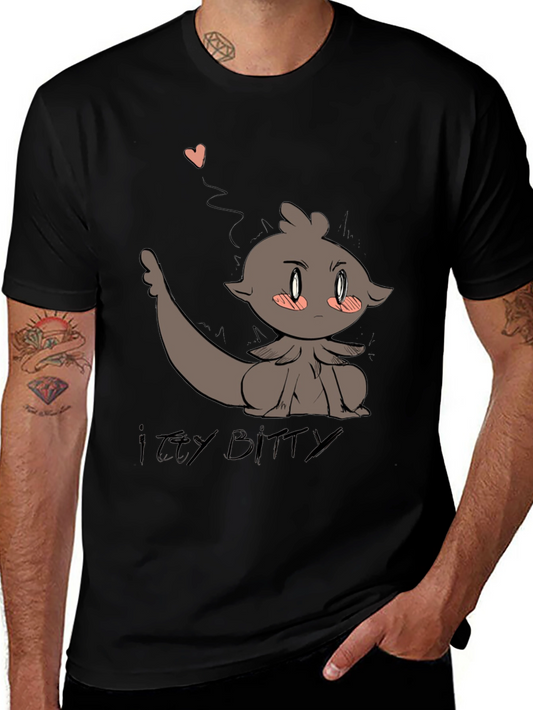 Cute Itty Bitty Cartoon Graphic Black T-Shirt