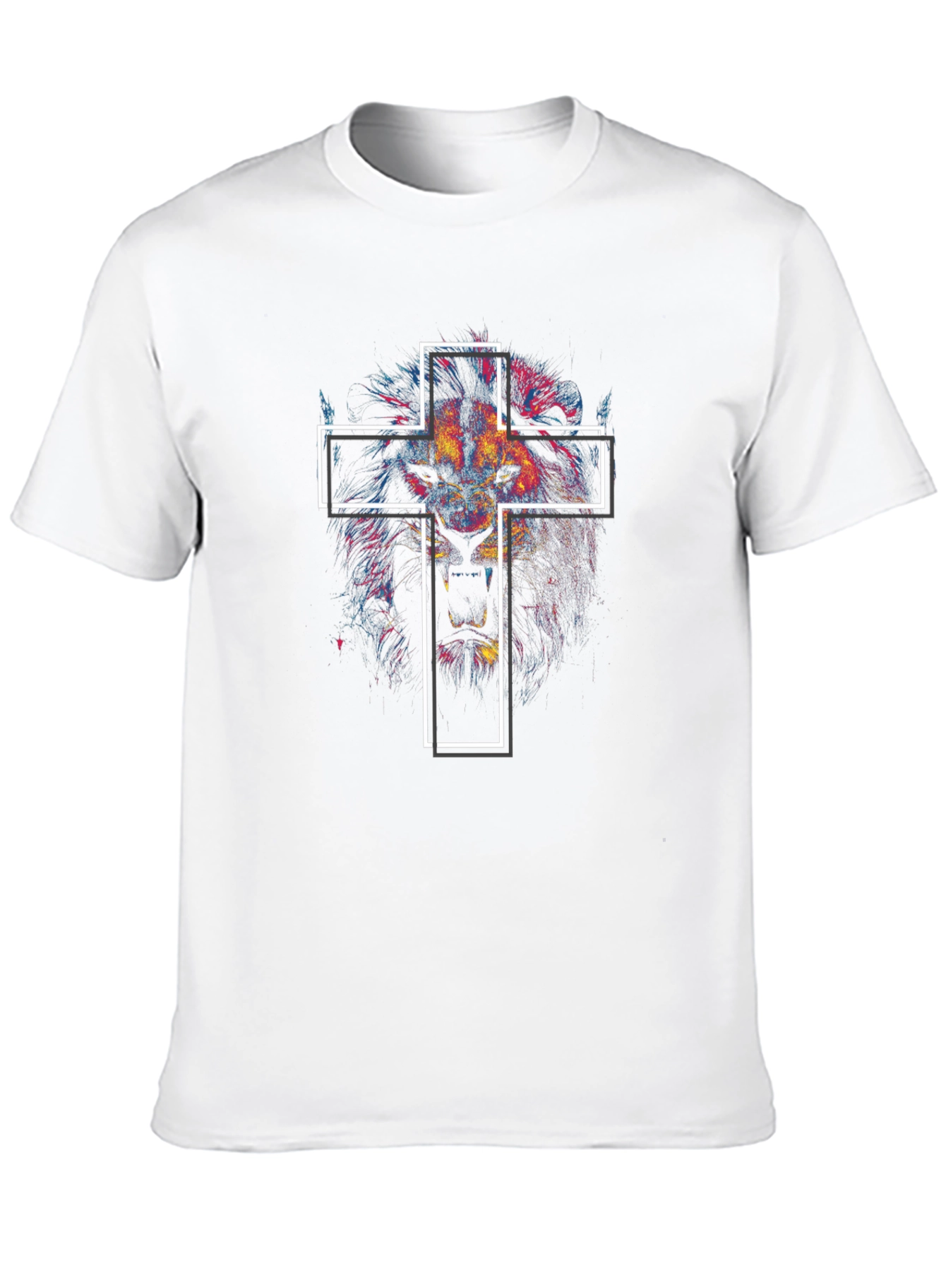 Lion and Cross Graphic Tee - Black
