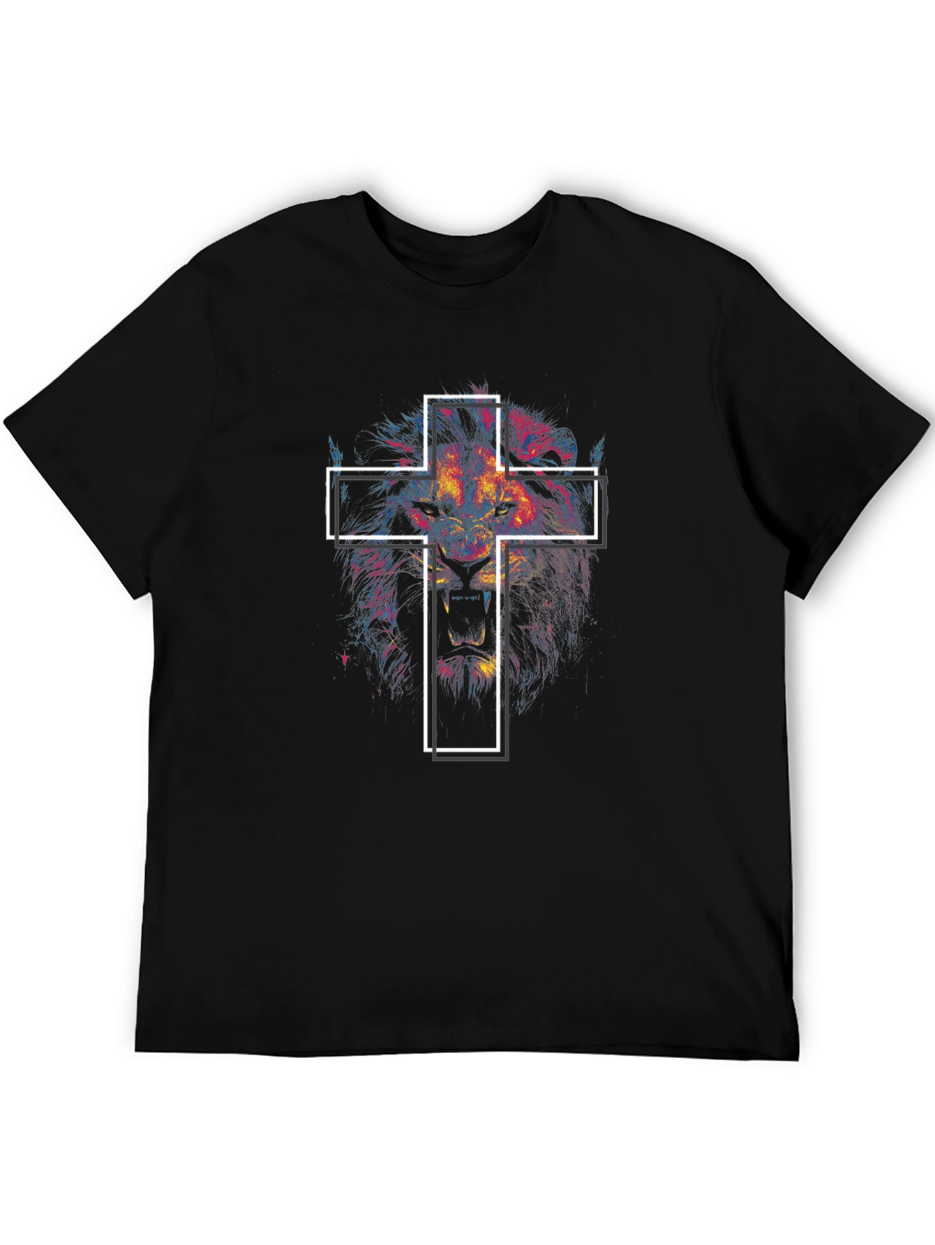 Lion and Cross Graphic Tee - Black