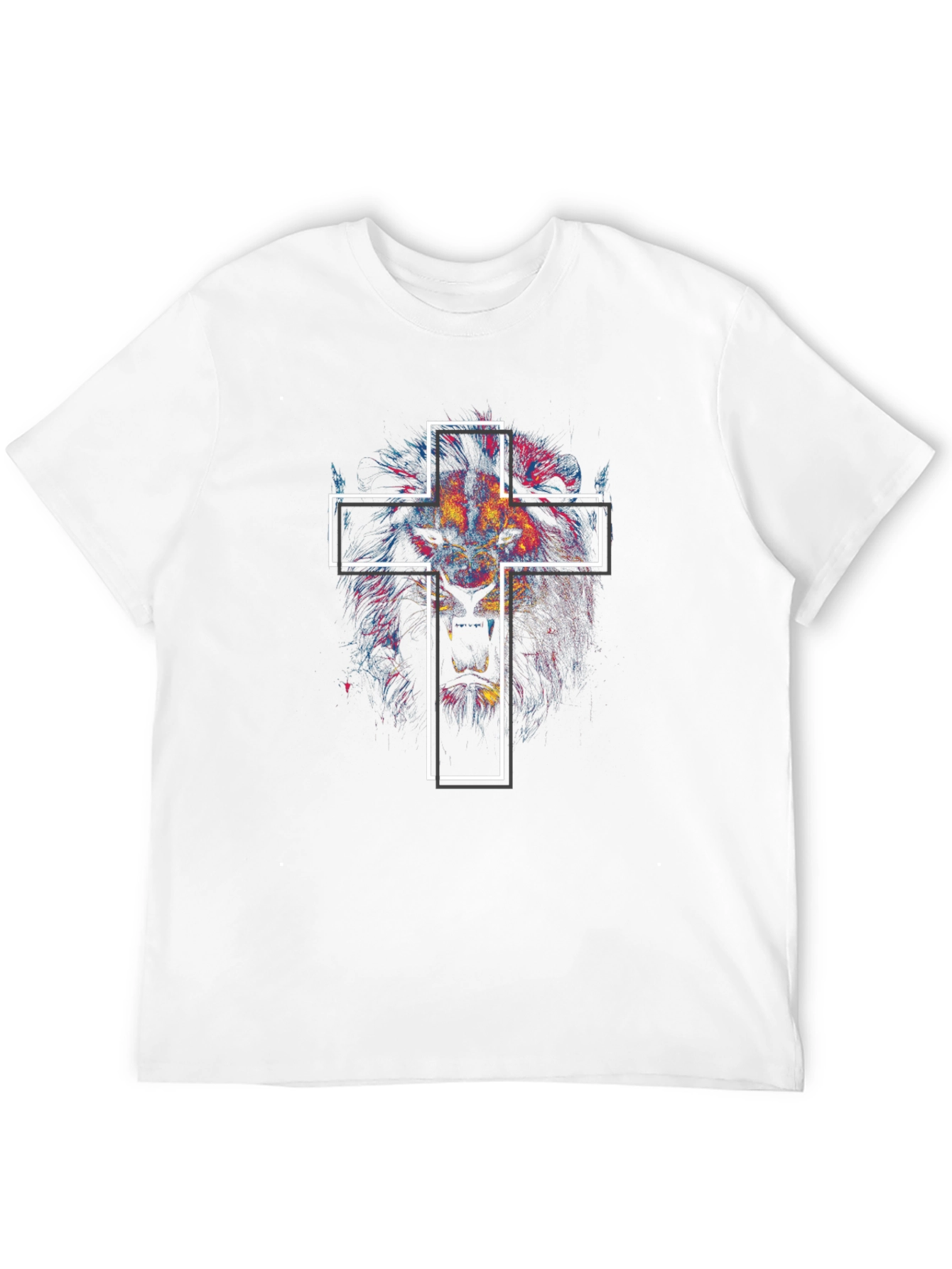 Lion and Cross Graphic Tee - Black