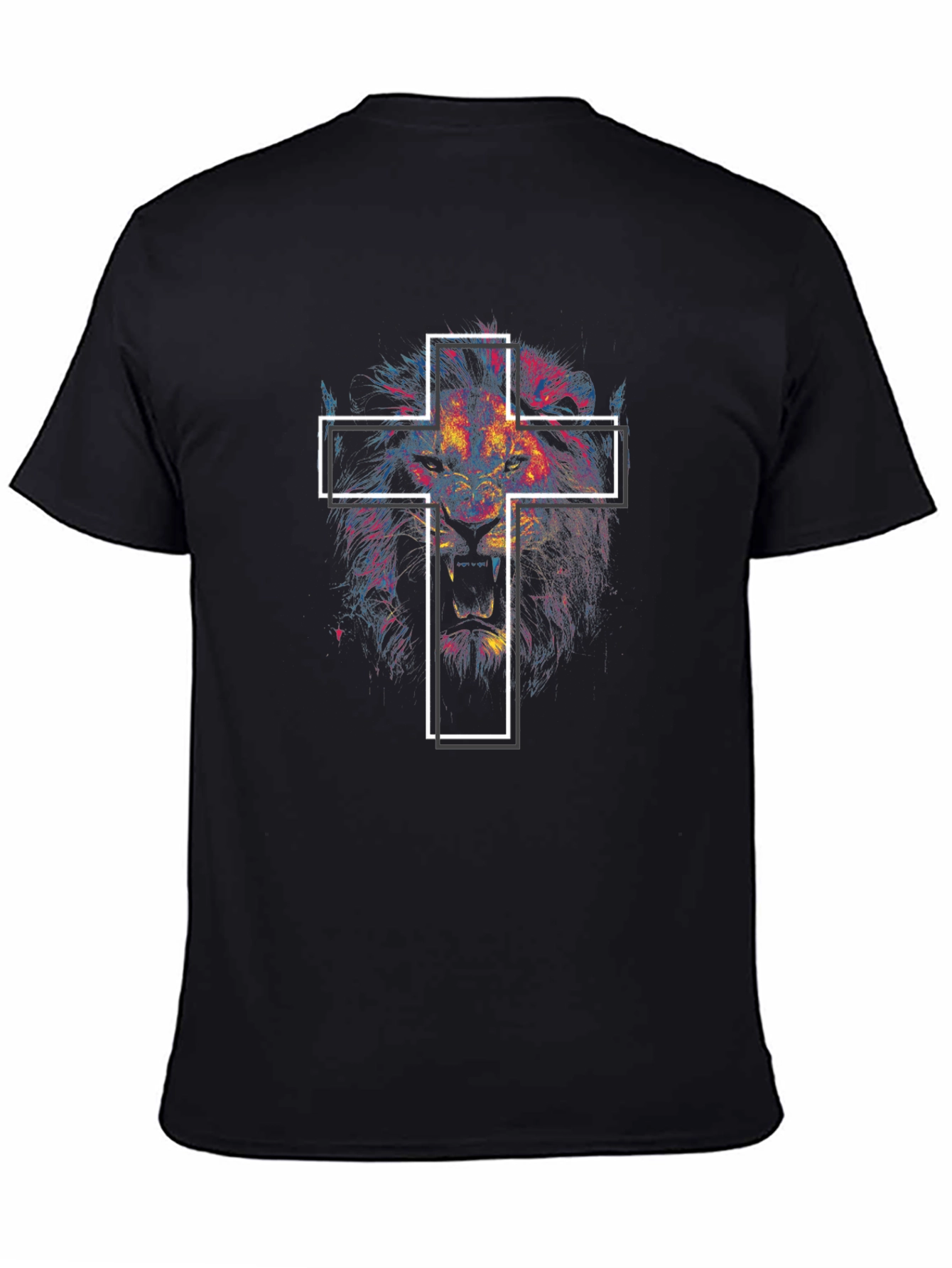 Lion and Cross Graphic Tee - Black
