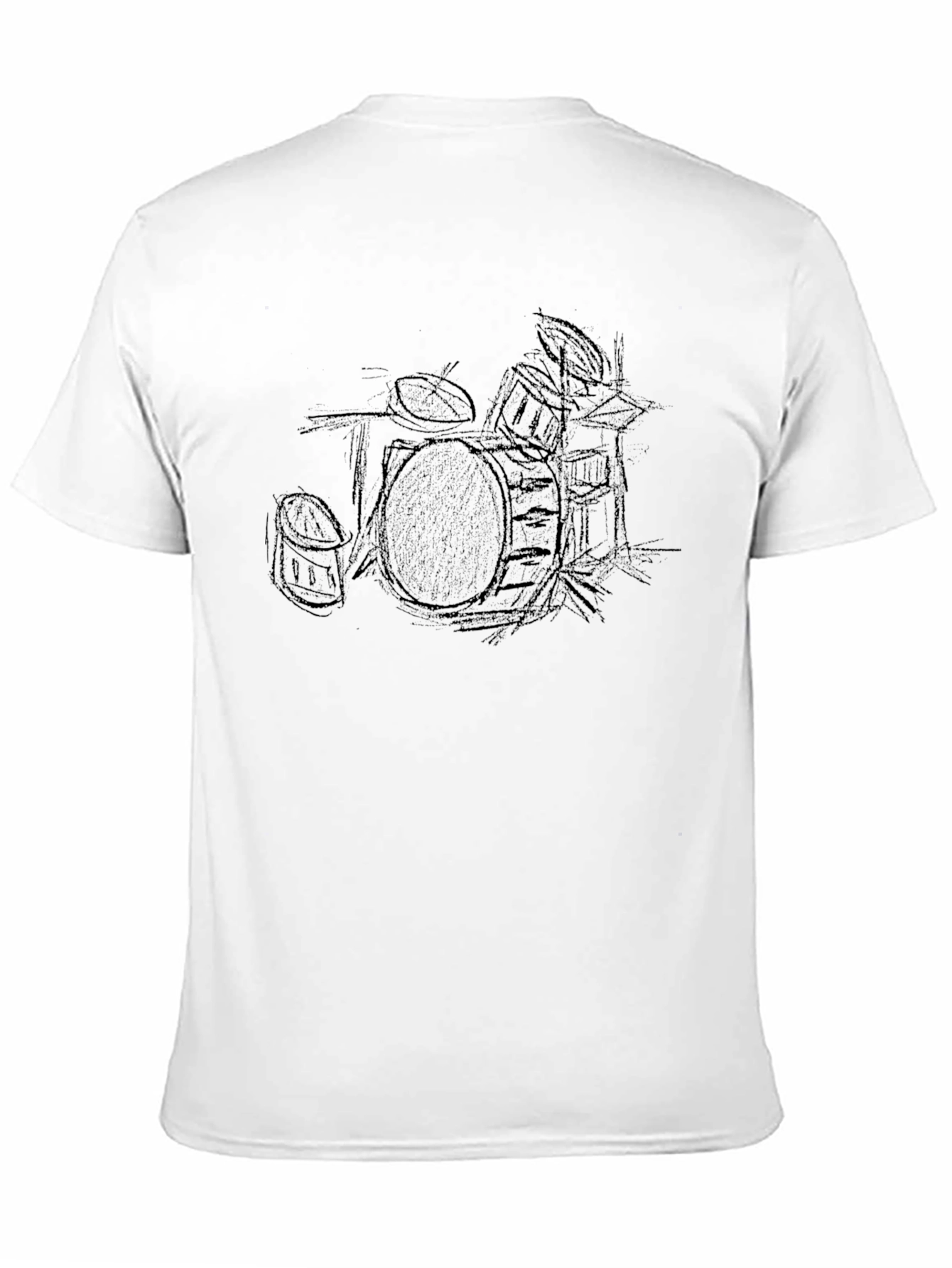 Drum Set Sketch Tee - Classic Black Cotton T-Shirt