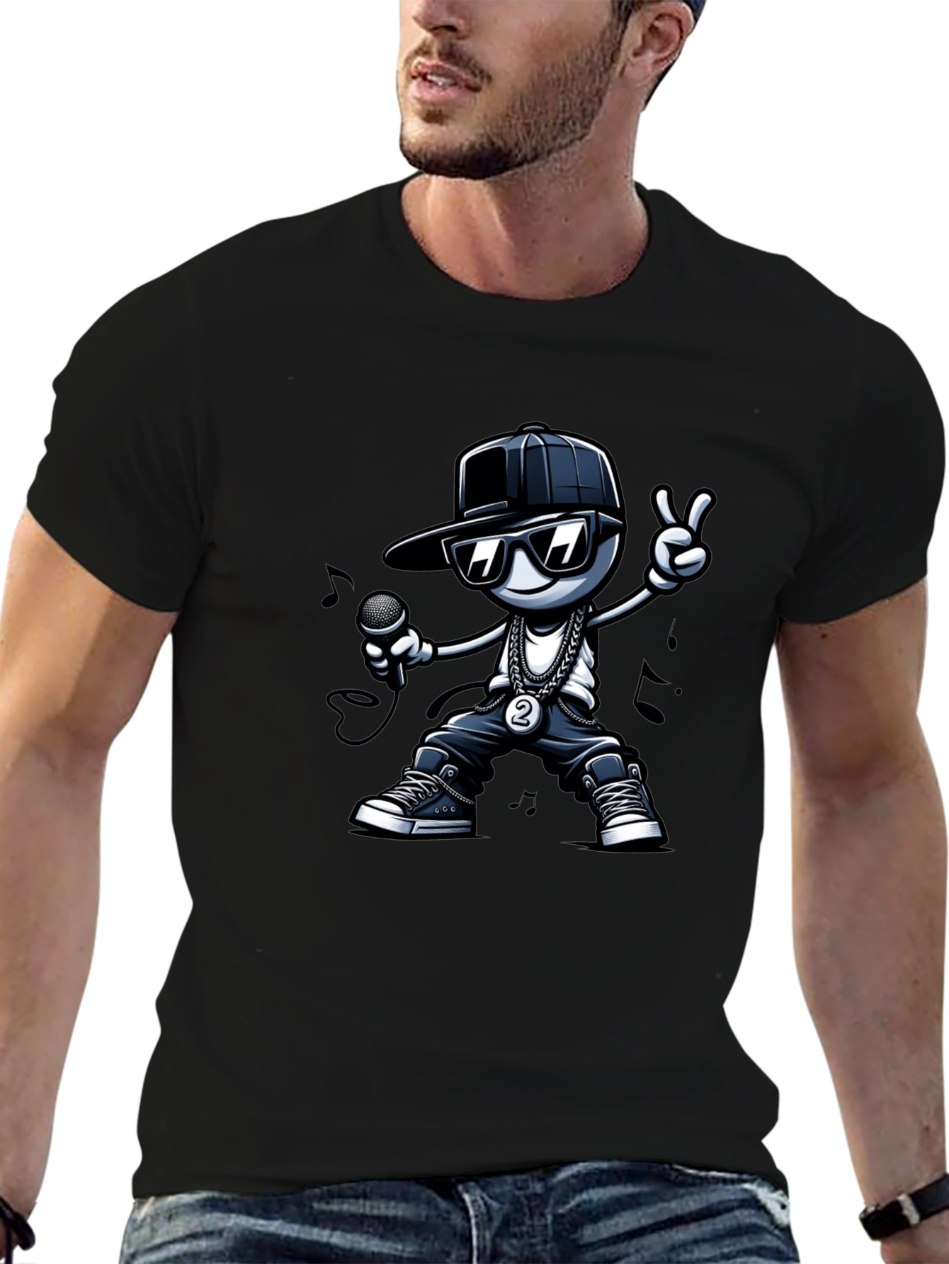 Cool Cartoon Rapper Graphic Tee