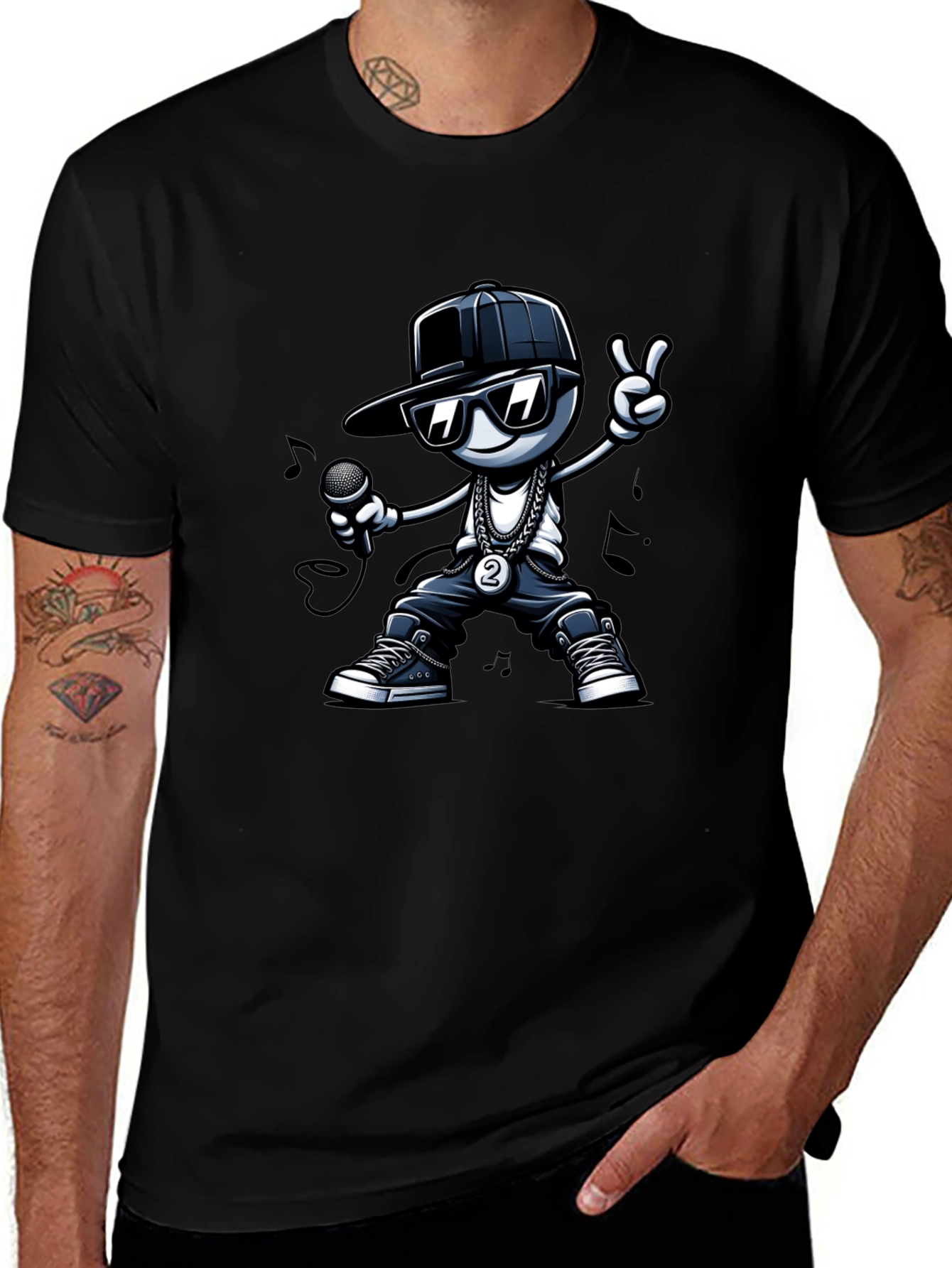 Cool Cartoon Rapper Graphic Tee