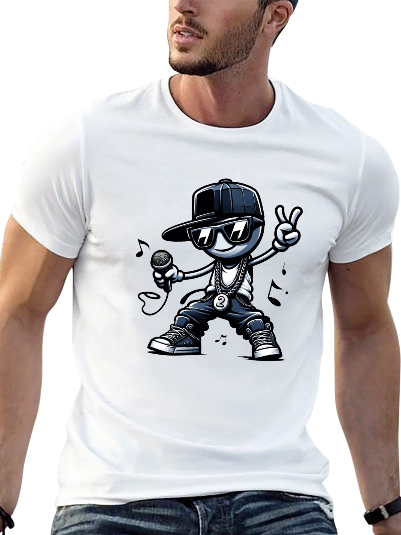 Cool Cartoon Rapper Graphic Tee