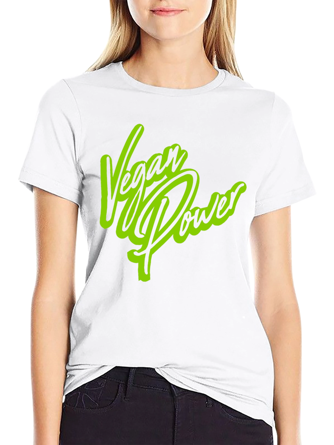 Vegan Power Graphic Print Black T-Shirt
