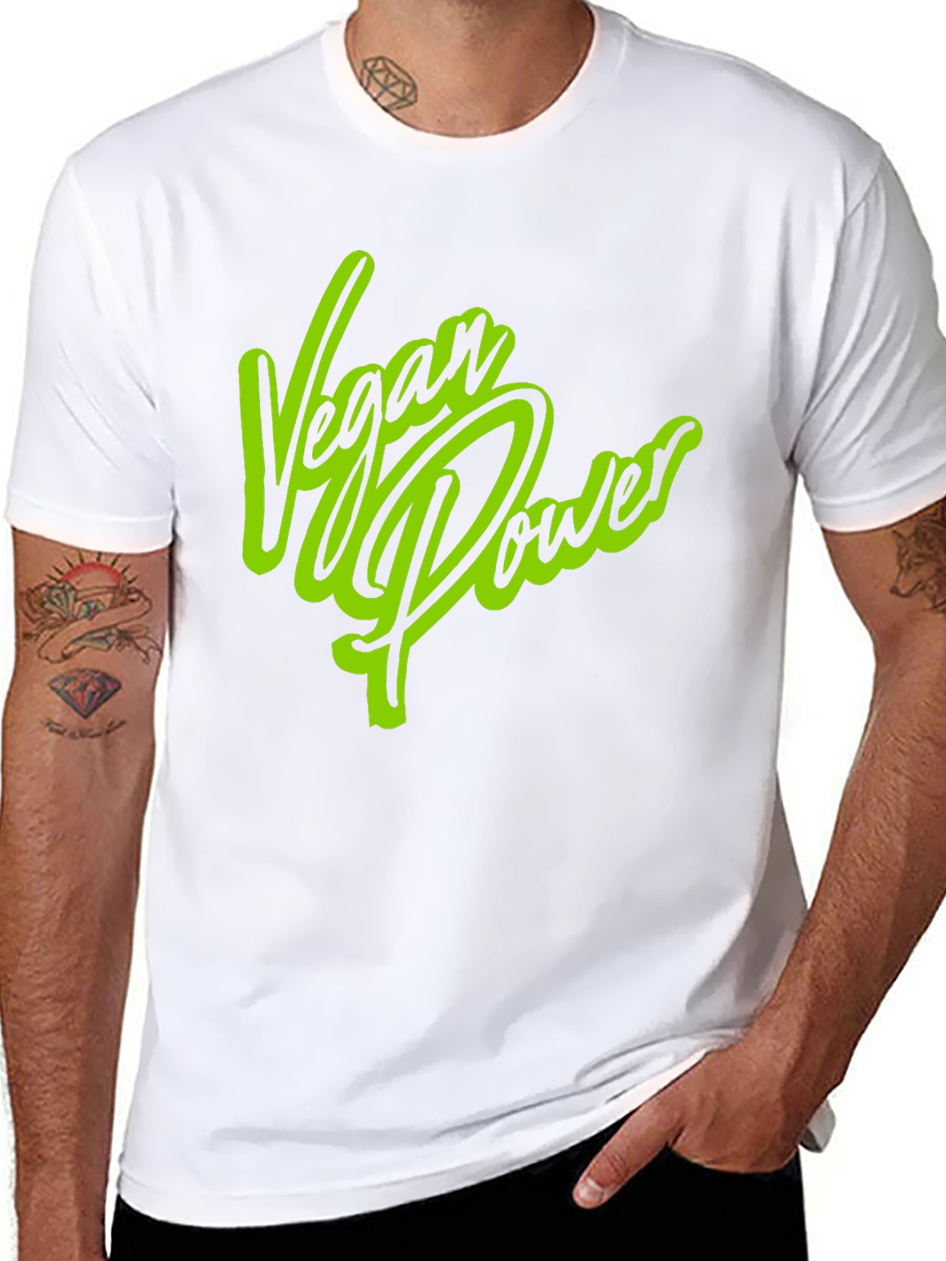 Vegan Power Graphic Print Black T-Shirt