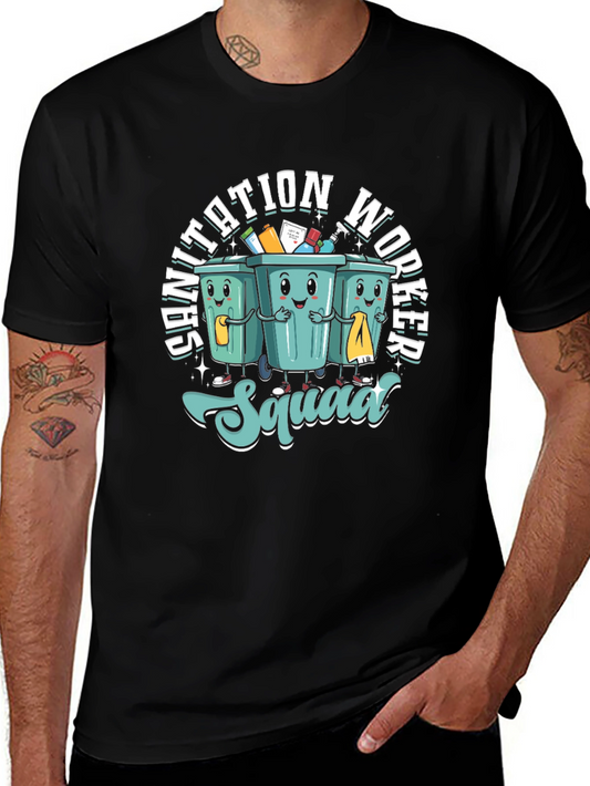 Sanitation Worker Squad T-Shirt - Cartoon Graphic Tee