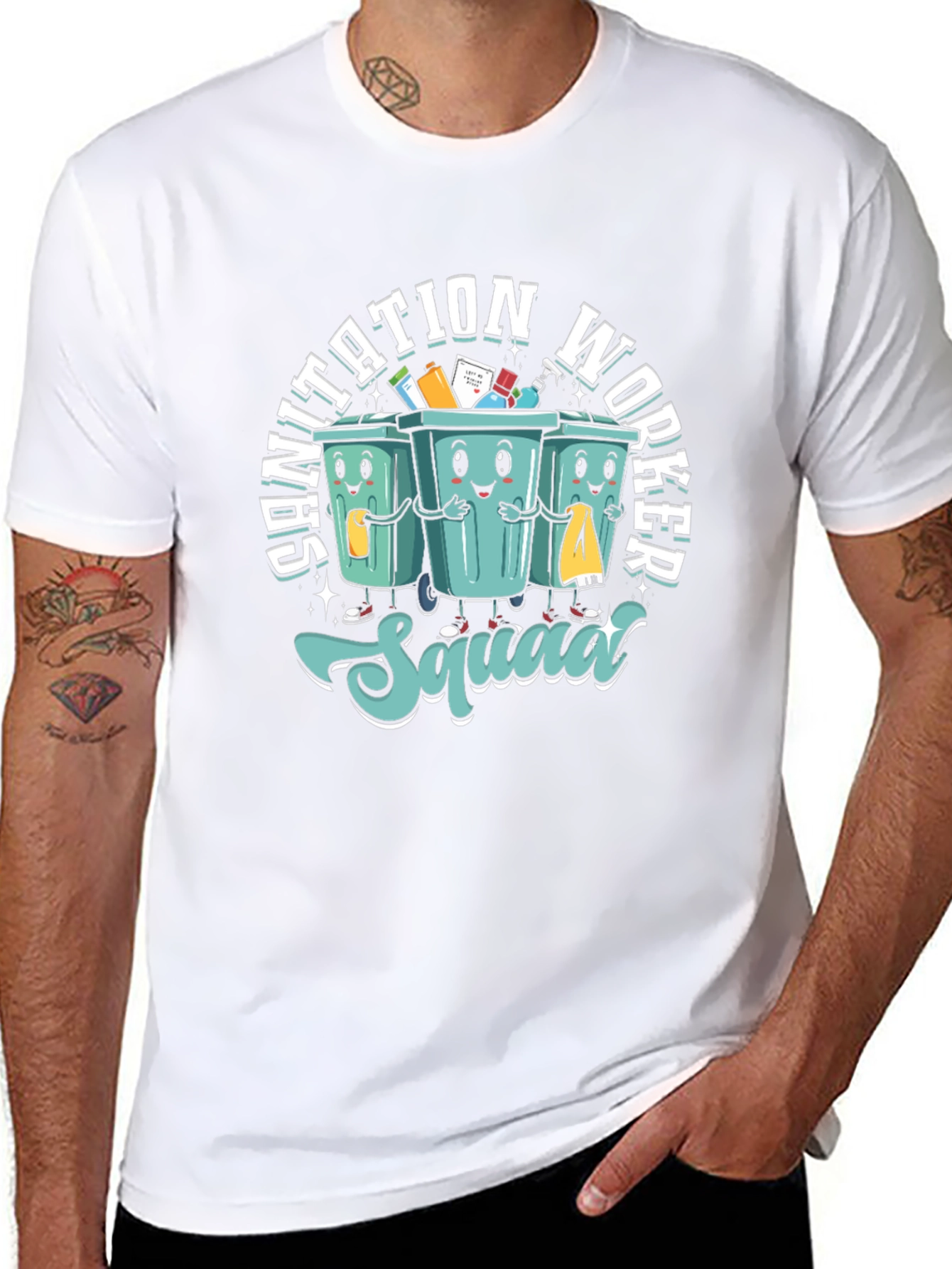 Sanitation Worker Squad T-Shirt - Cartoon Graphic Tee