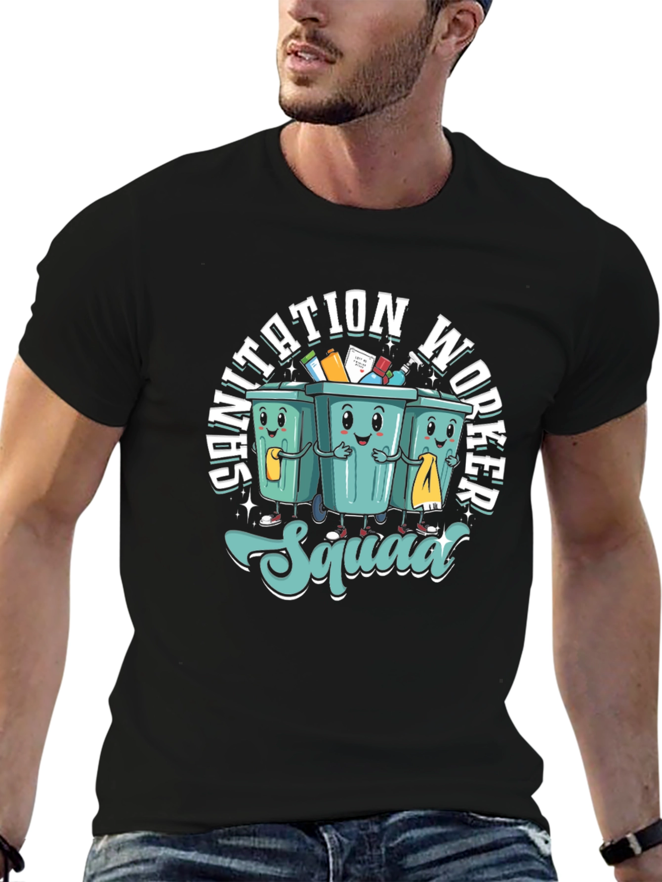 Sanitation Worker Squad T-Shirt - Cartoon Graphic Tee