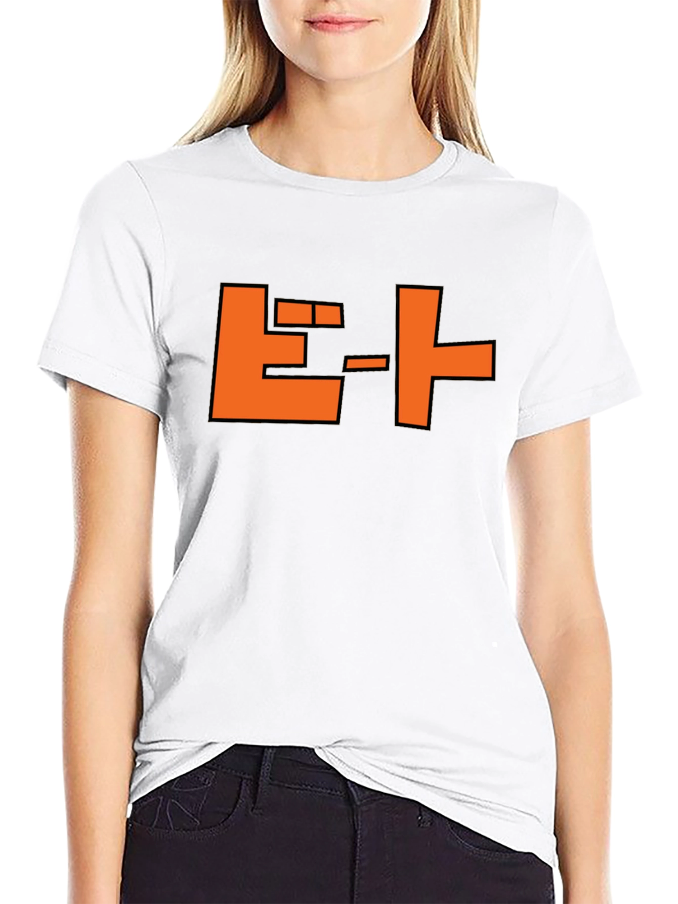 Retro Japanese Text Graphic T-Shirt - Black