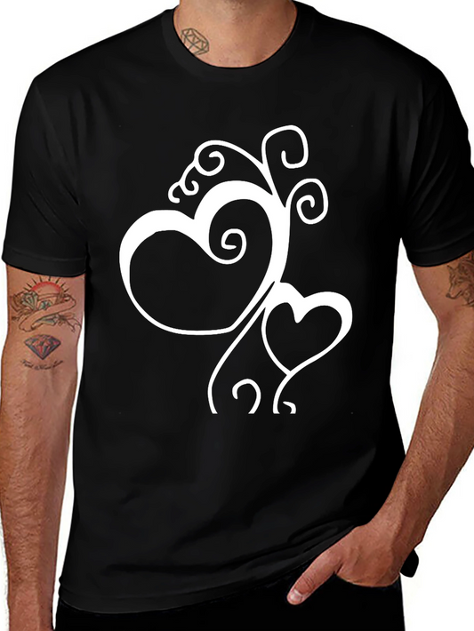 Heart Swirl Graphic Tee - Black Casual Shirt