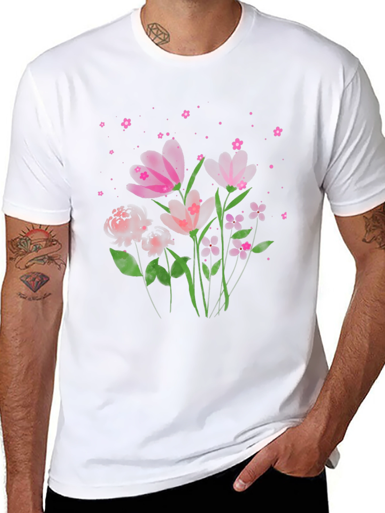 Floral Print Crew Neck Tee