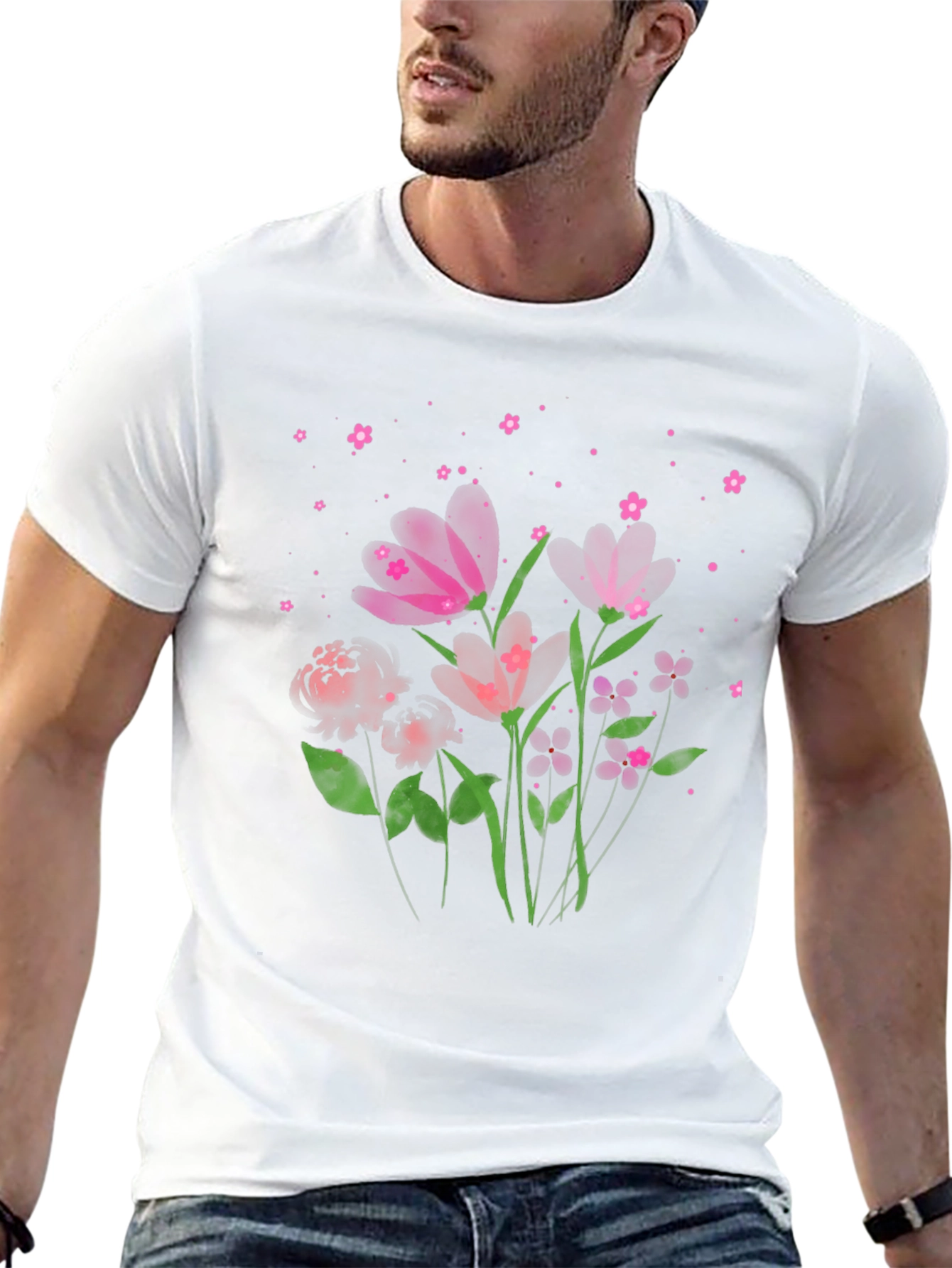 Floral Print Crew Neck Tee