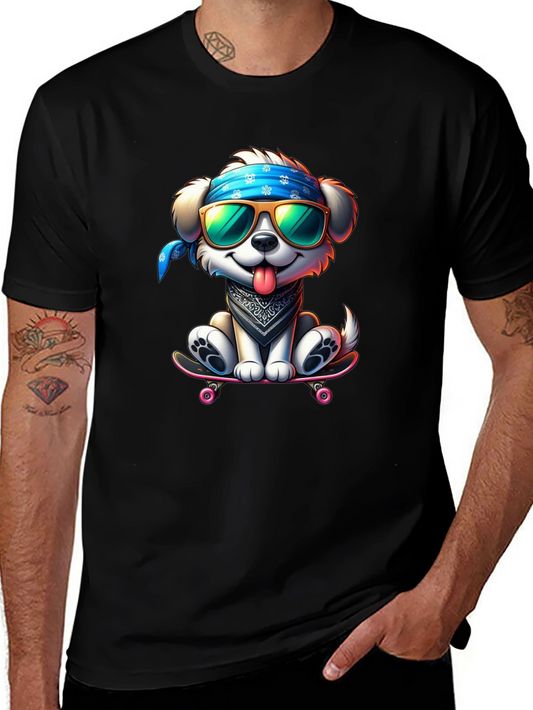 Cool Dog on Skateboard Graphic Tee