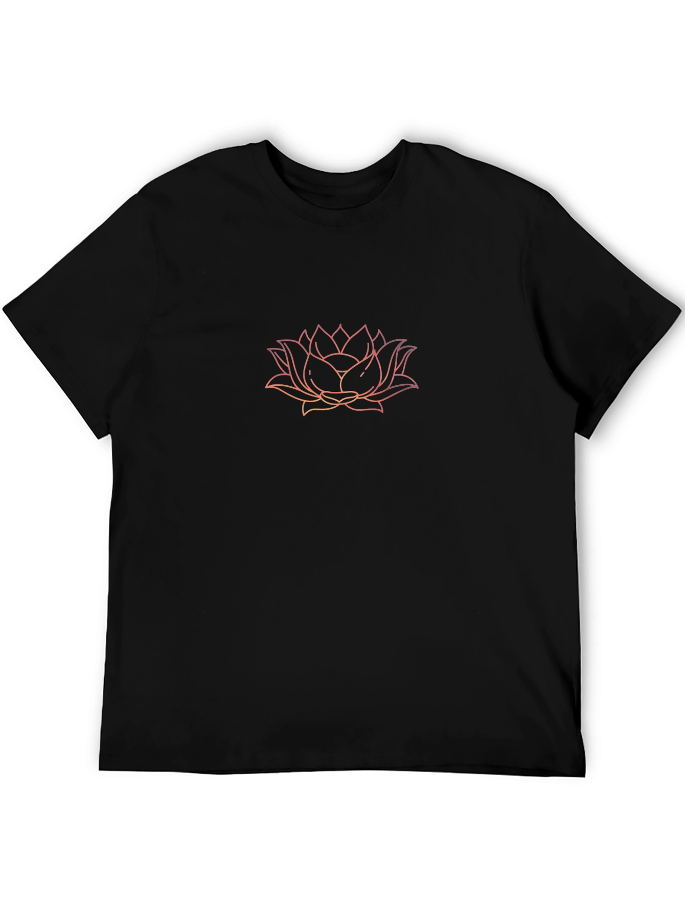 Lotus Flower Graphic Black T-Shirt