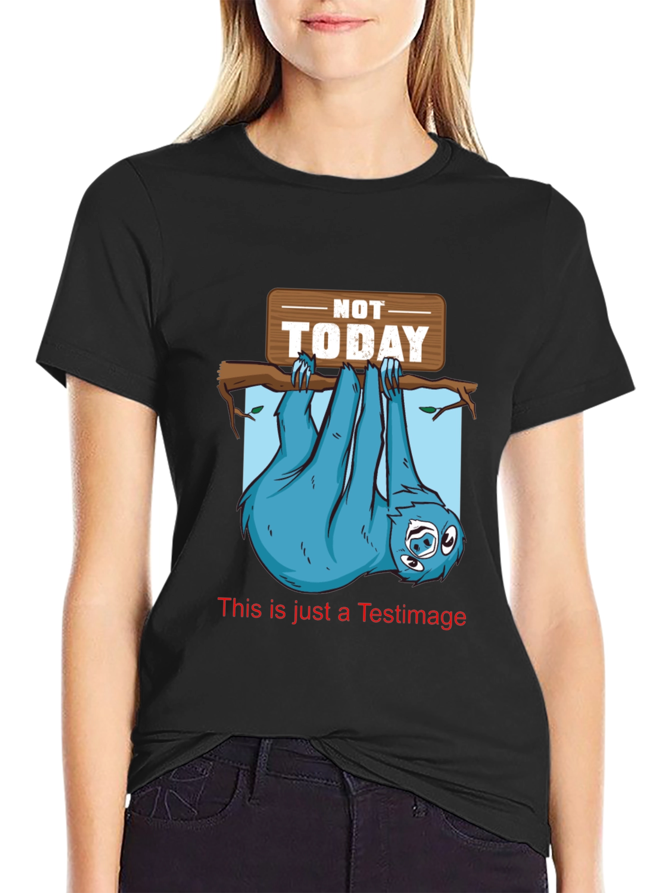 Not Today Sloth Graphic T-Shirt - Black