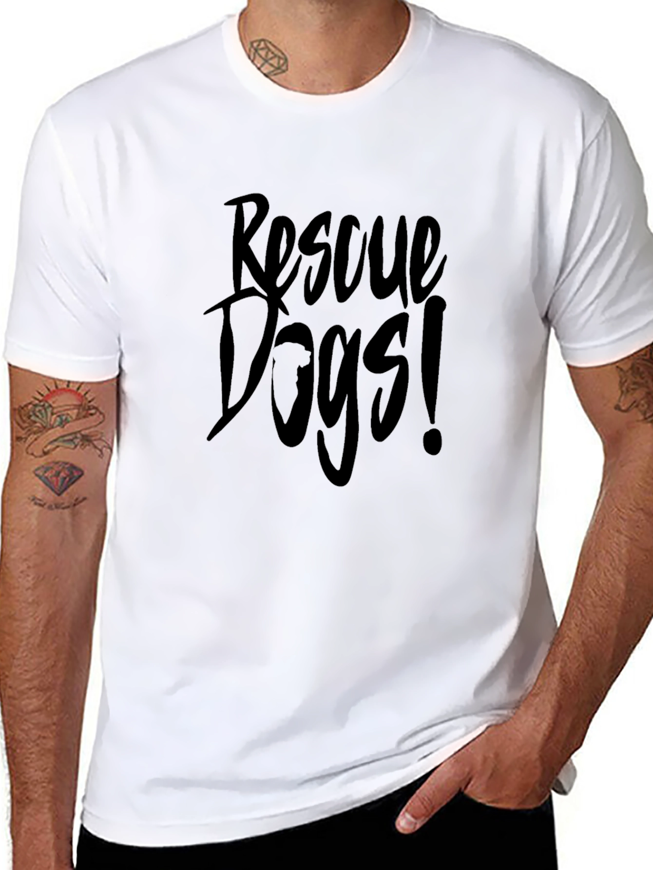 Rescue Dogs Graphic Tee - Black Cotton T-Shirt