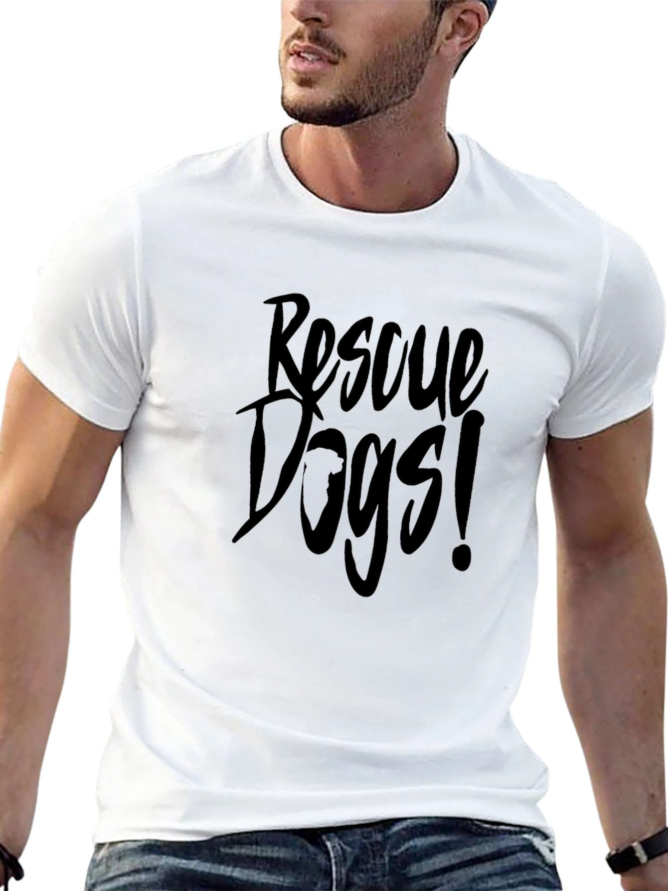 Rescue Dogs Graphic Tee - Black Cotton T-Shirt