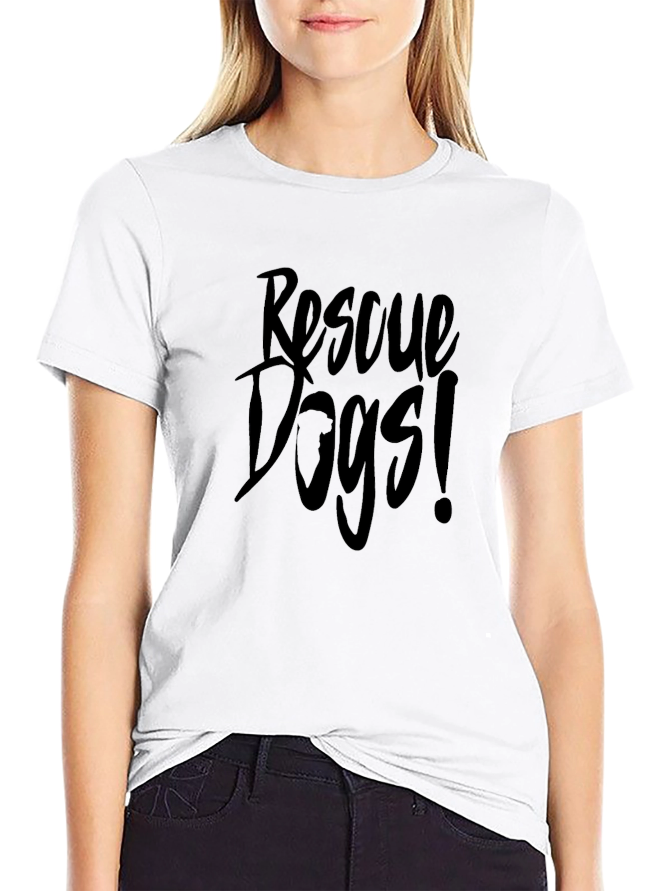 Rescue Dogs Graphic Tee - Black Cotton T-Shirt