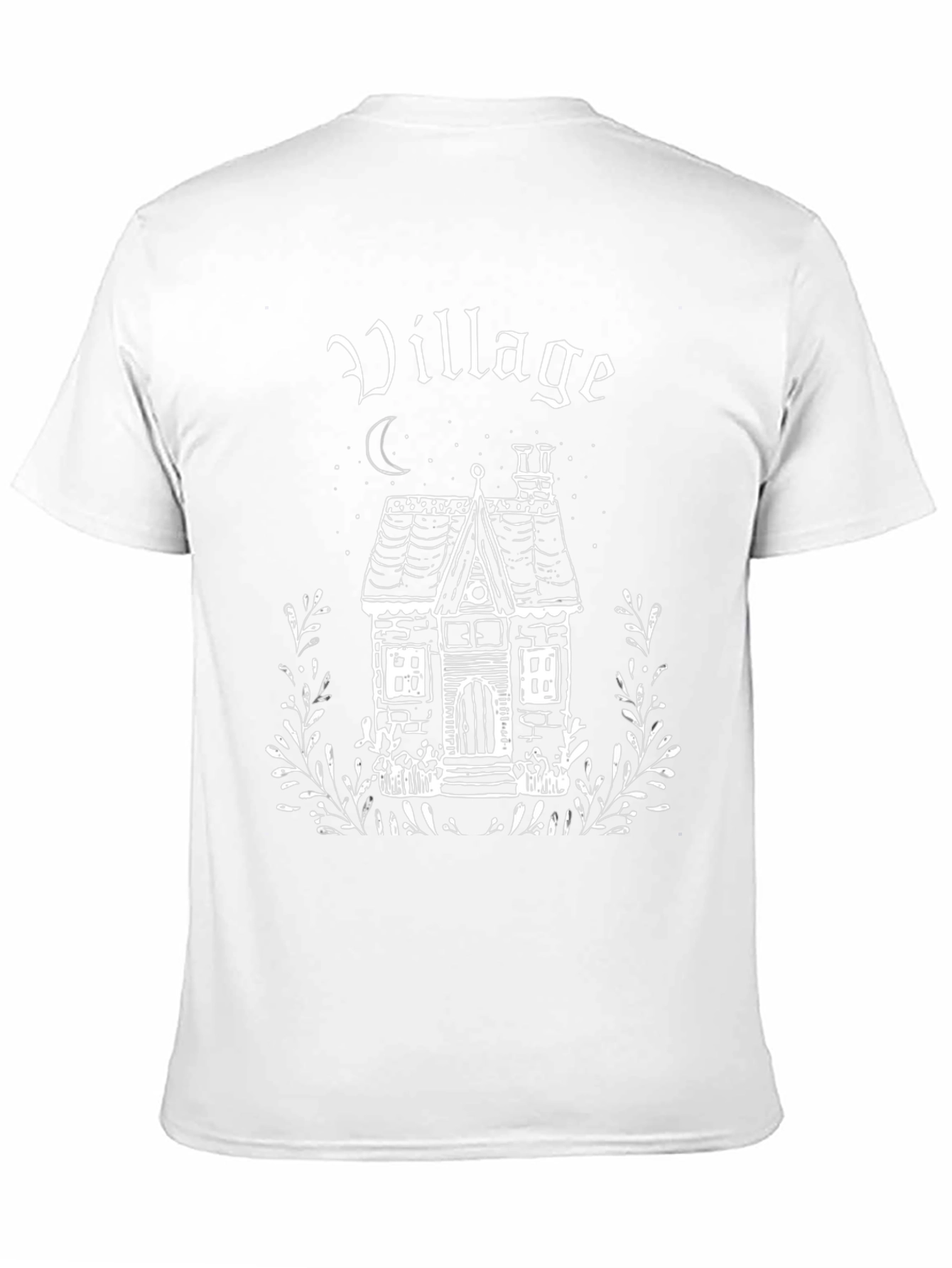 Village House Graphic Tee - Gothic Style
