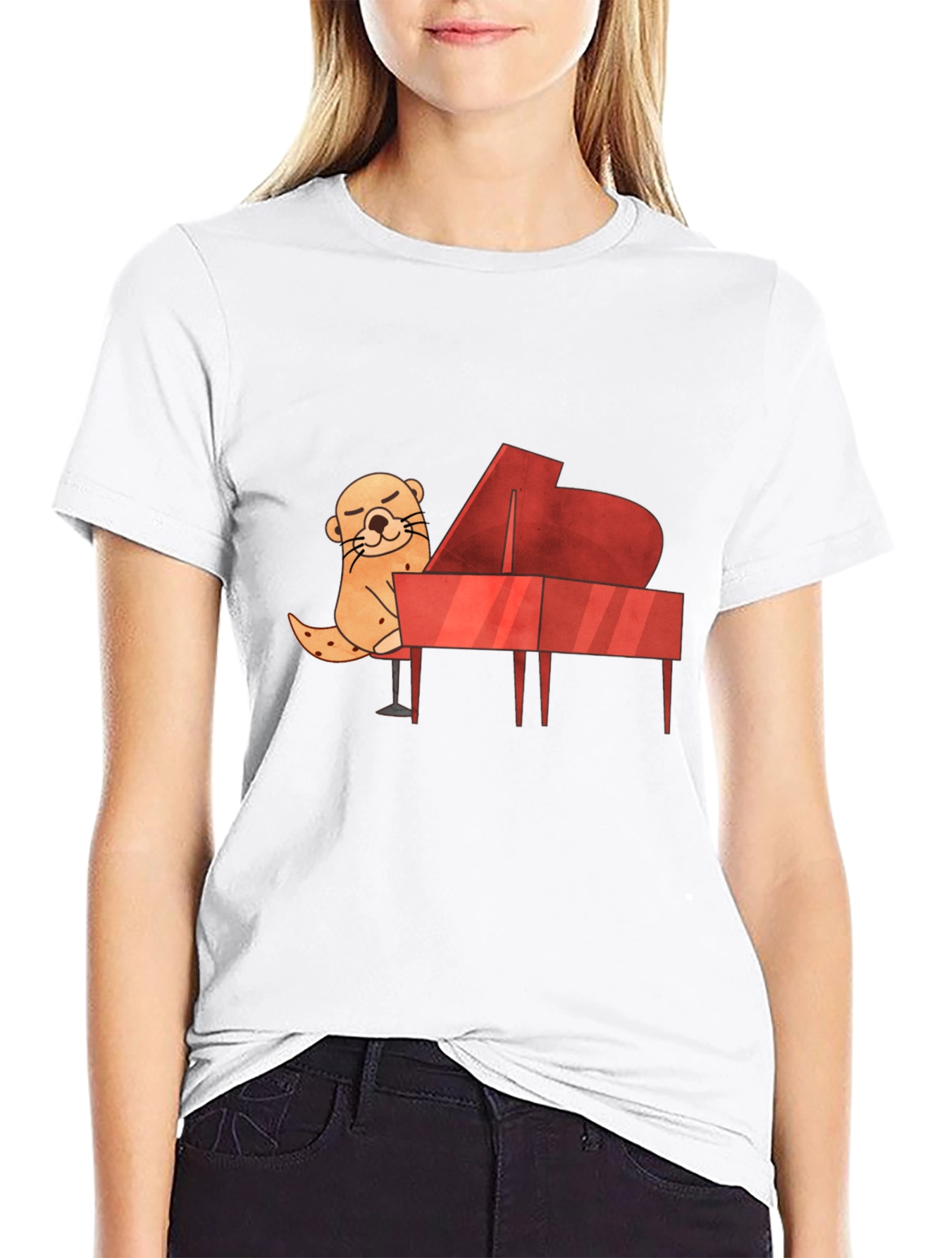 Otter Playing Piano Graphic Tee
