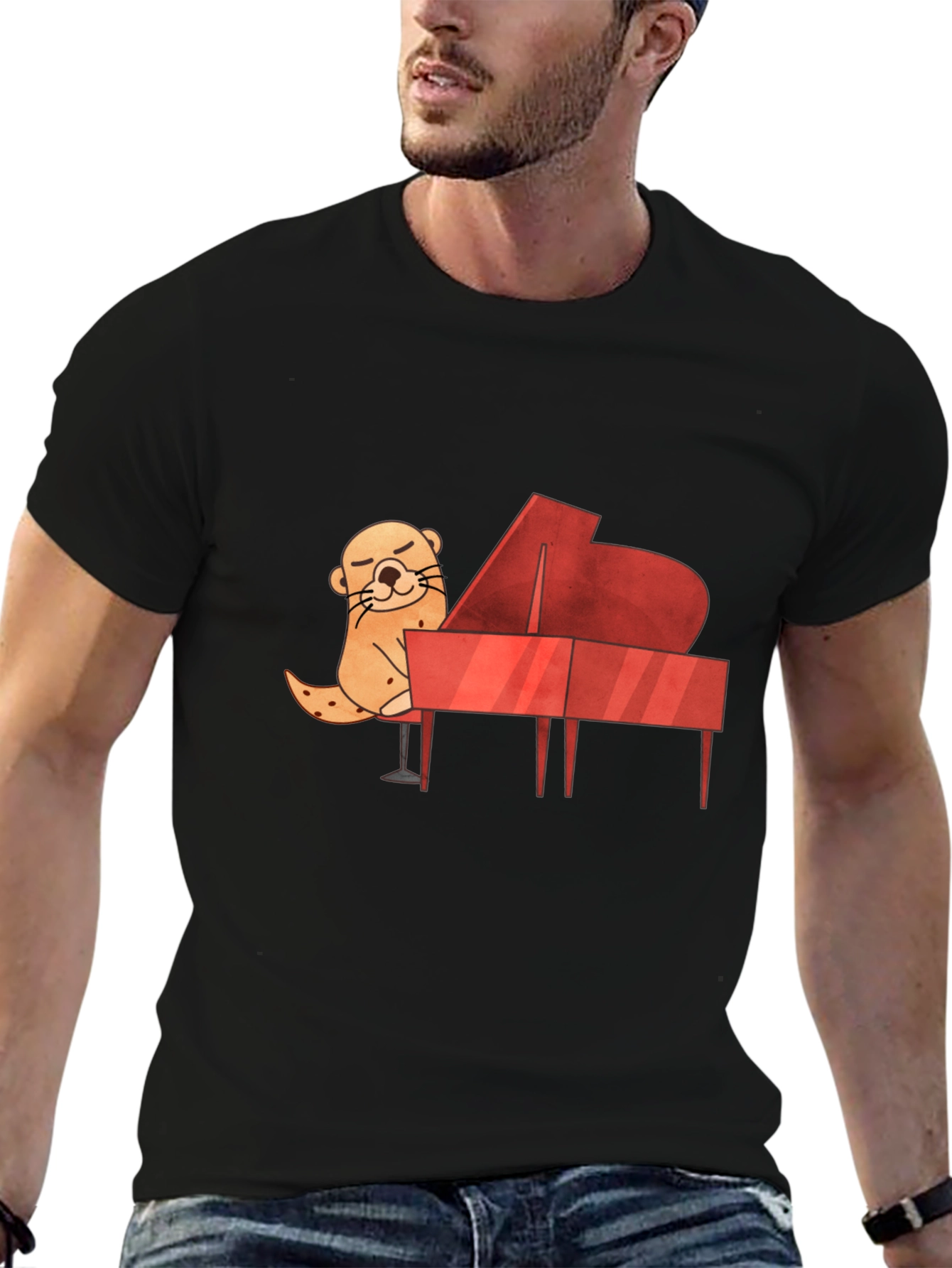 Otter Playing Piano Graphic Tee