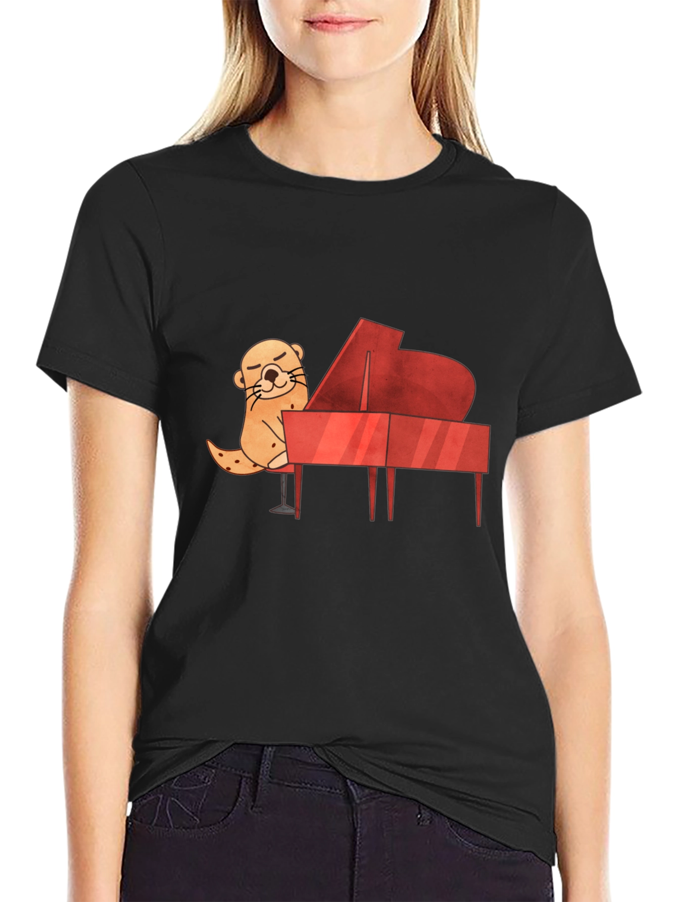Otter Playing Piano Graphic Tee