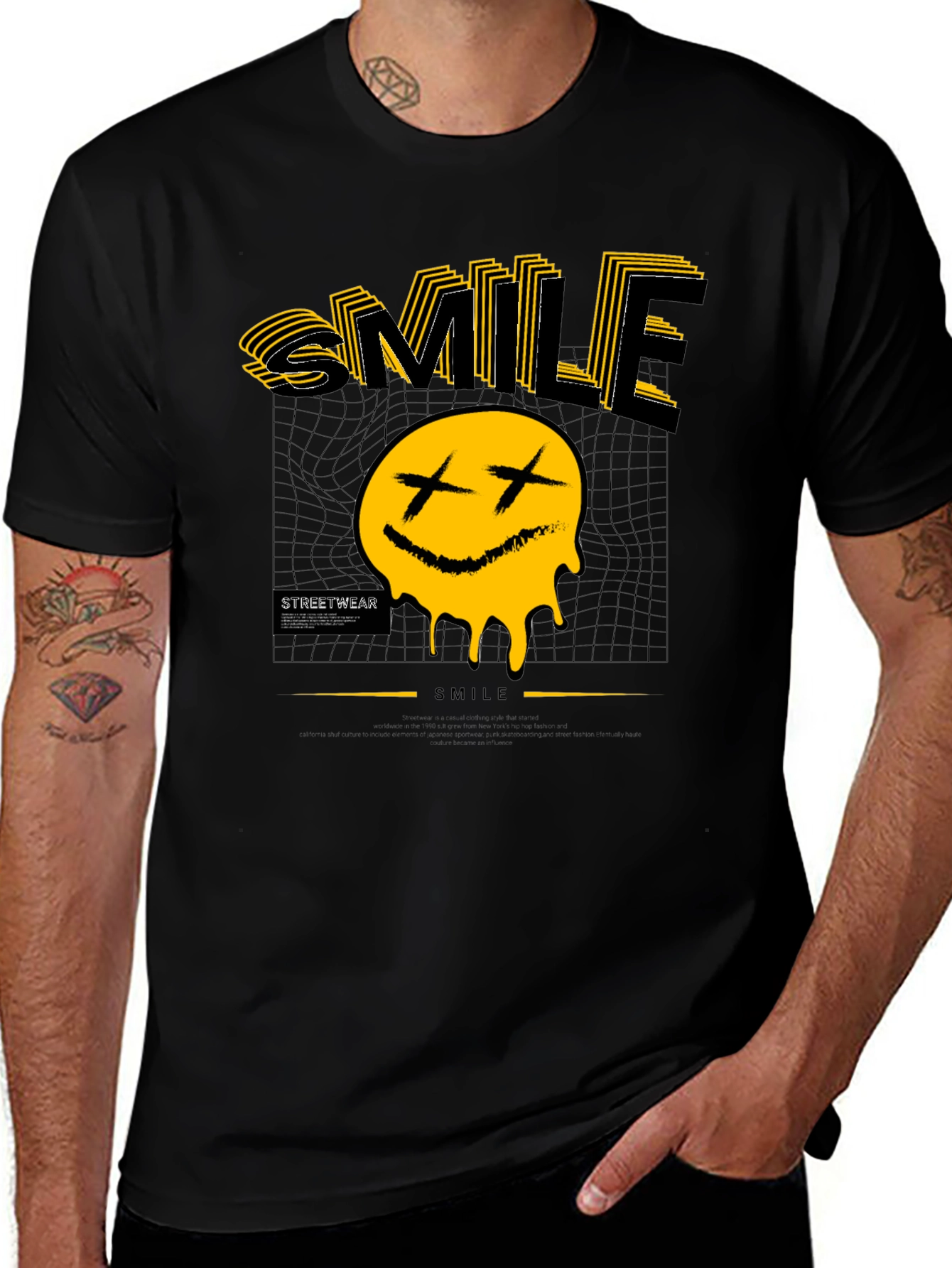 Smile Graphic Print Black T-Shirt