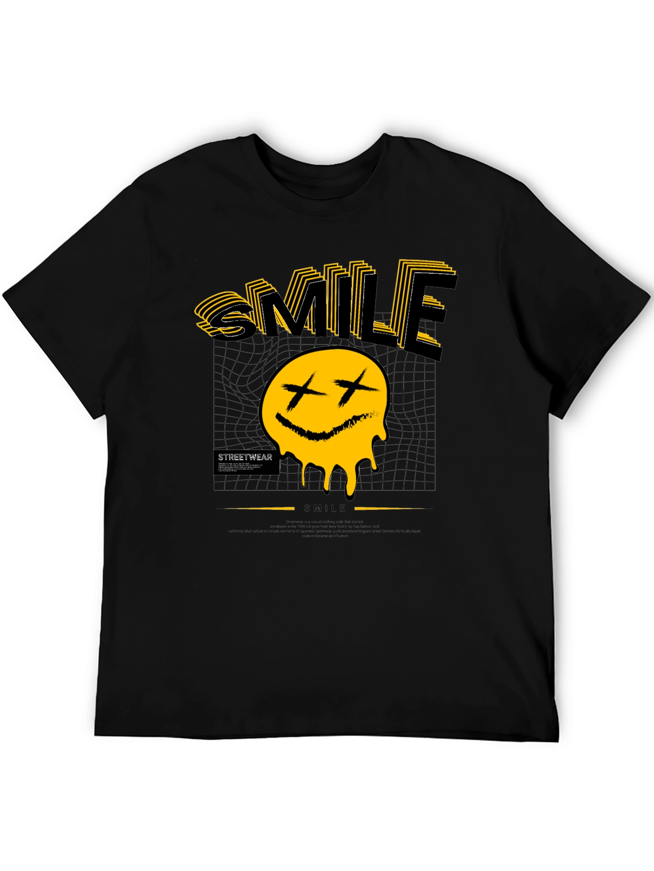 Smile Graphic Print Black T-Shirt