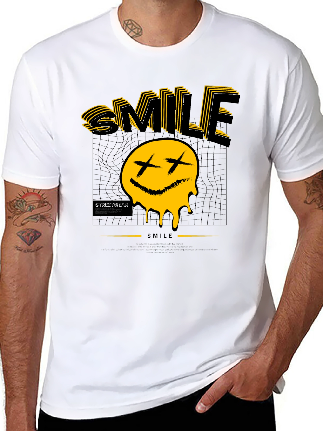 Smile Graphic Print Black T-Shirt
