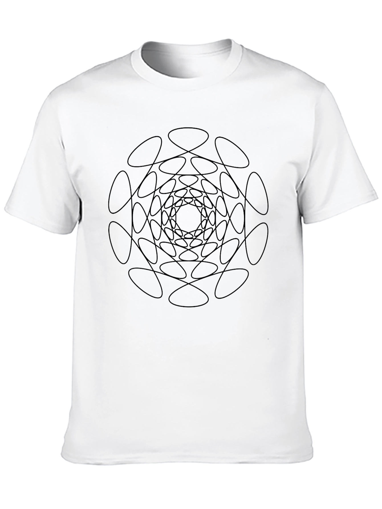 Abstract Geometric Graphic Tee - Black Cotton T-Shirt