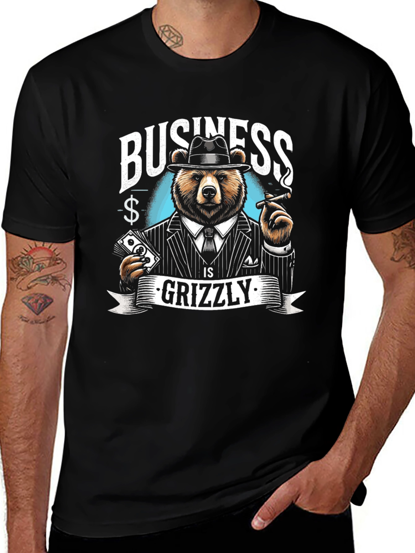 Business Grizzly T-Shirt - Cool Bear Design